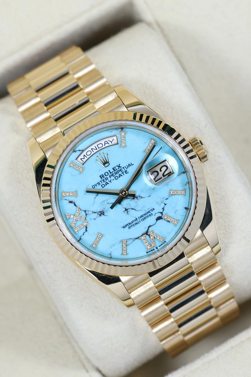 Часы Rolex  Day-Date 36Mm Yellow Gold Turquoise Dial  128238