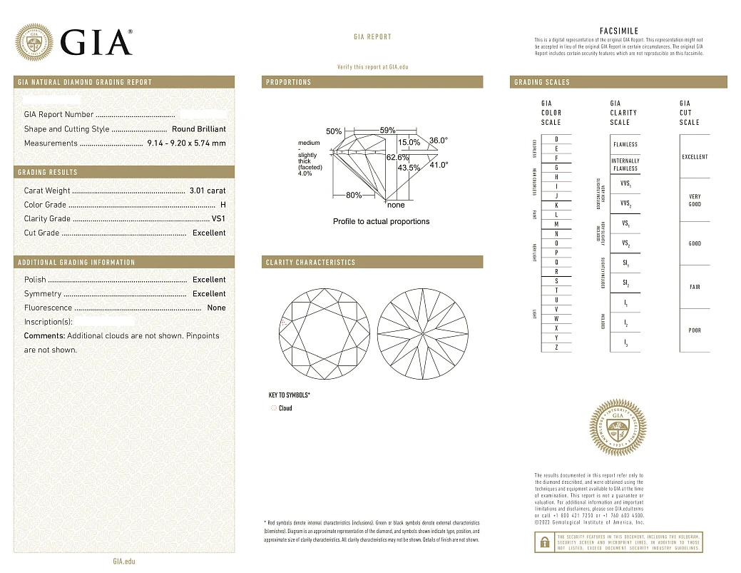 Украшение GIA  Серьги с бриллиантами 3,01/3,02 ct. H/VS1 (3 Excellent)   