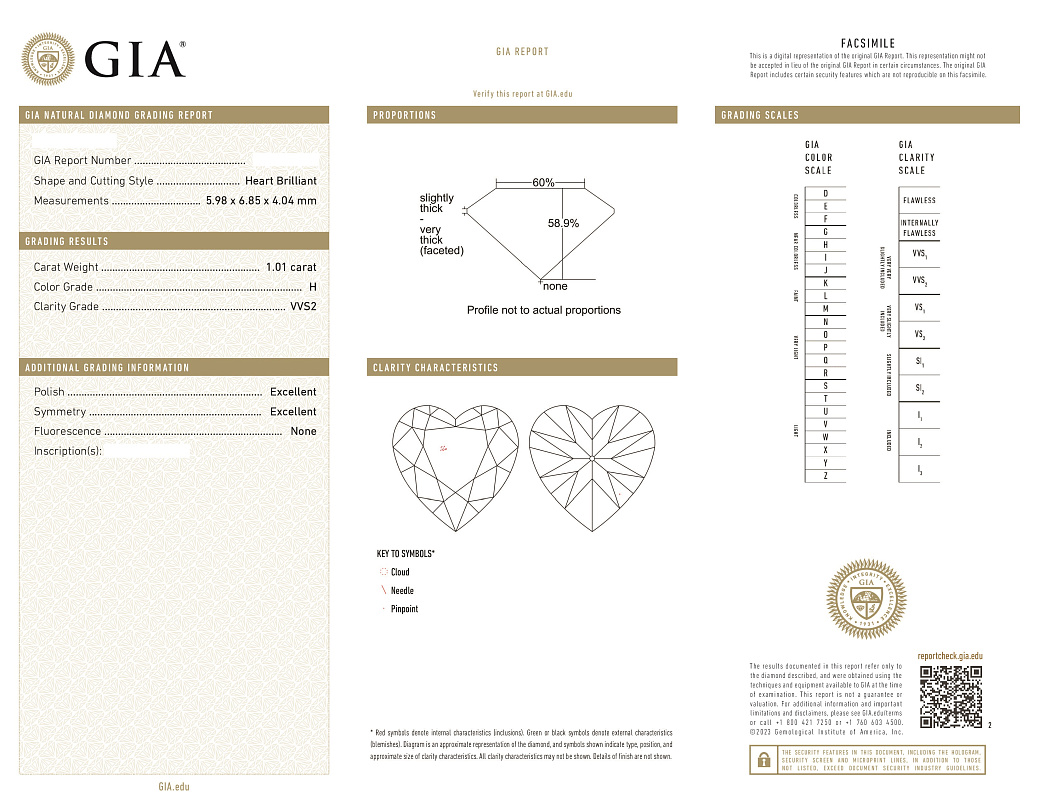 Украшение NO NAME  Кольцо С Бриллиантом 1,01 Ct. H/Vvs2   