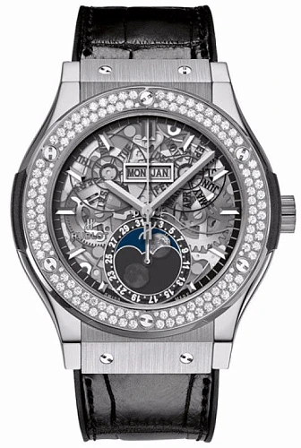 Заказать Hublot  Classic Fusion Aerofusion Moonphase Titanium Diamonds 45 Mm  517.NX.0170.LR.1104