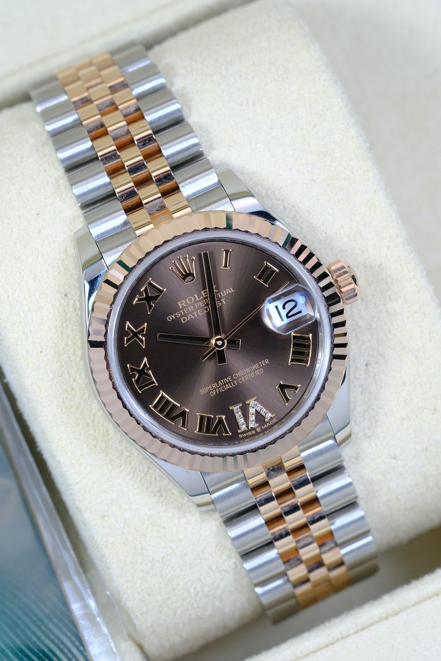 Часы Rolex  Datejust 31Mm Steel & Rose Gold Chocolate Dial And Diamonds  278271