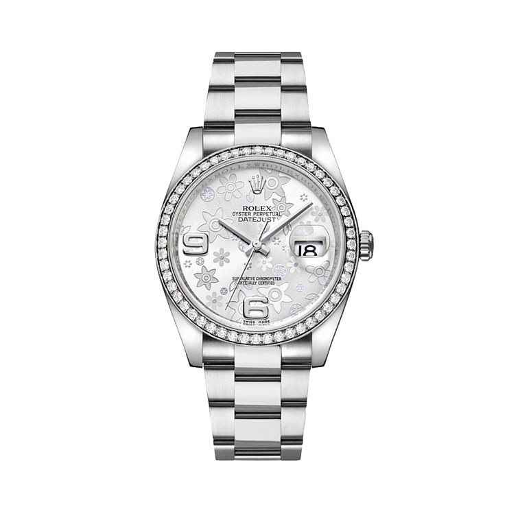 Часы Rolex  Oyster Perpetual Datejust 36Mm Flower Motif Diamond Bezel  116244