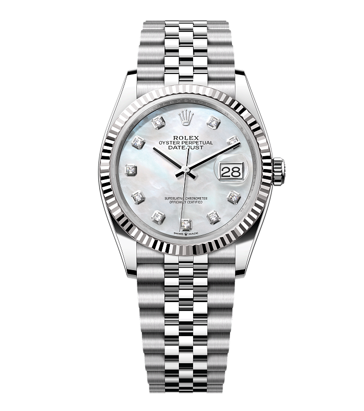 Часы Rolex  Datejust 36Mm Steel & White Gold Diamonds Mother Of Pearl  126234NG