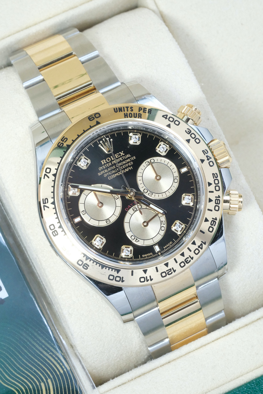 Часы Rolex  Cosmograph Daytona Steel & Yellow Gold Black Dial Diamond Index  126503-0002