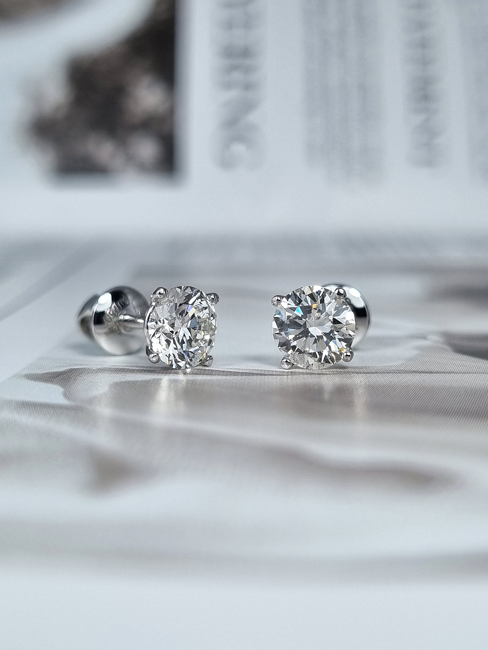 Украшение NO NAME  Серьги С Бриллиантами 1,00/1,03 Ct. H/Si1 (3 Excellent)   