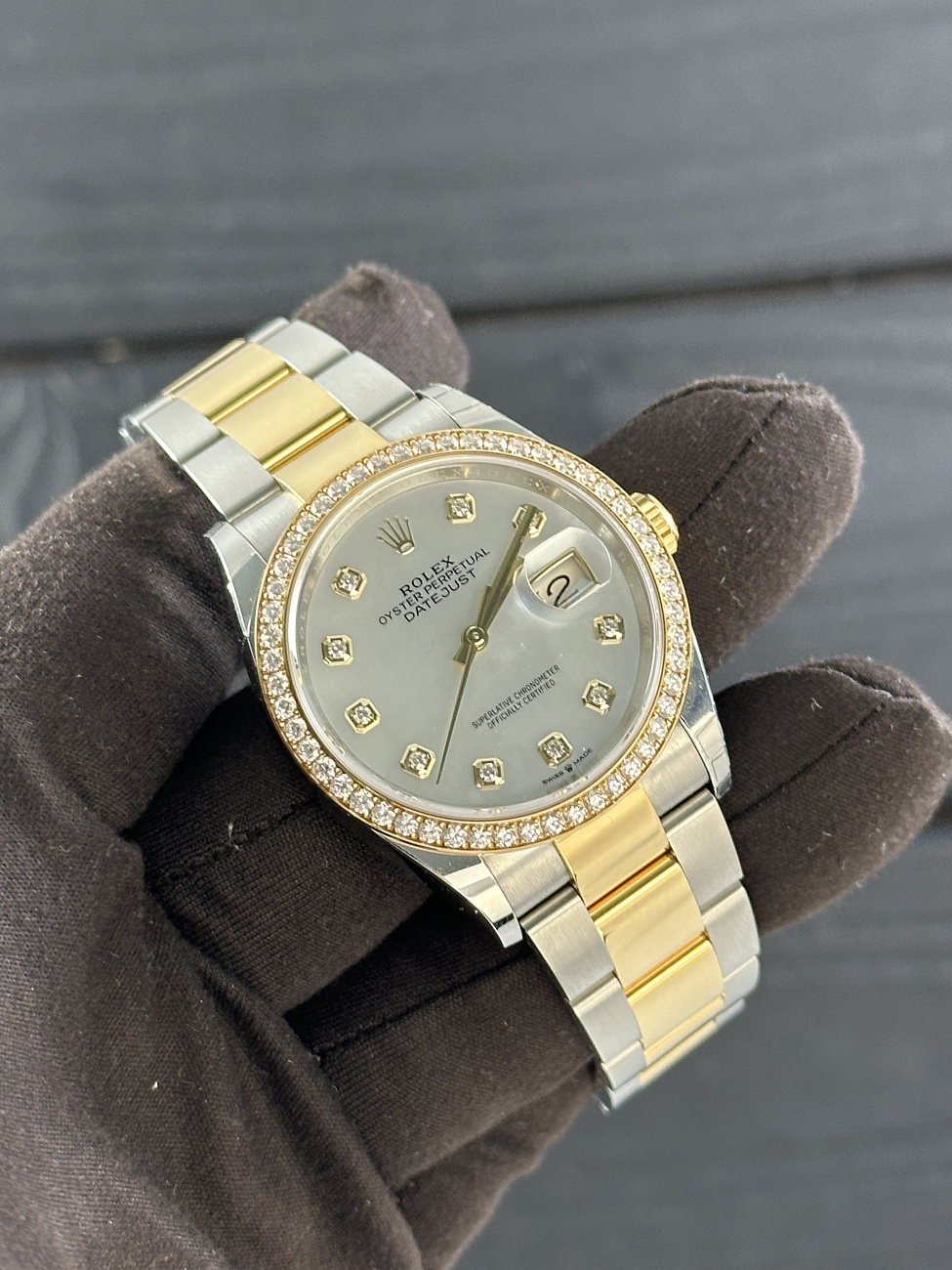 Часы Rolex  Oyster Datejust Two-Tone Factory Diamonds Mop Dial  126283RBR MOP