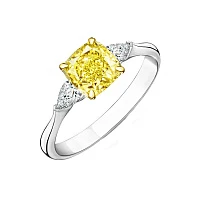 Украшение GIA  Кольцо с бриллиантом 3,52 ct. Fancy Light Yellow/VS2   
