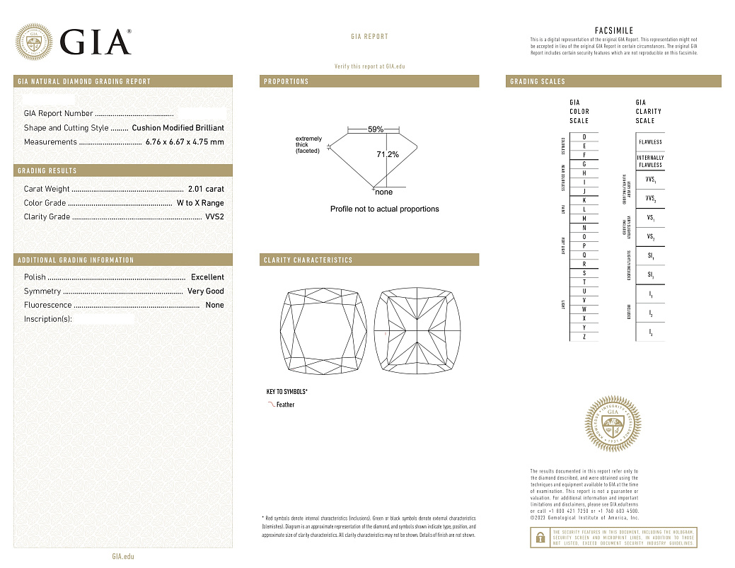 Украшение GIA  Серьги 2,01/2,05 Ct. W To X Range/IF-VVS2 (Cushion Diamonds)   