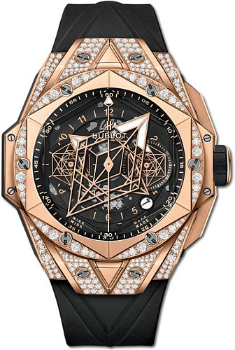 BIG BANG UNICO SANG BLEU II KING GOLD PAVE 45 MM