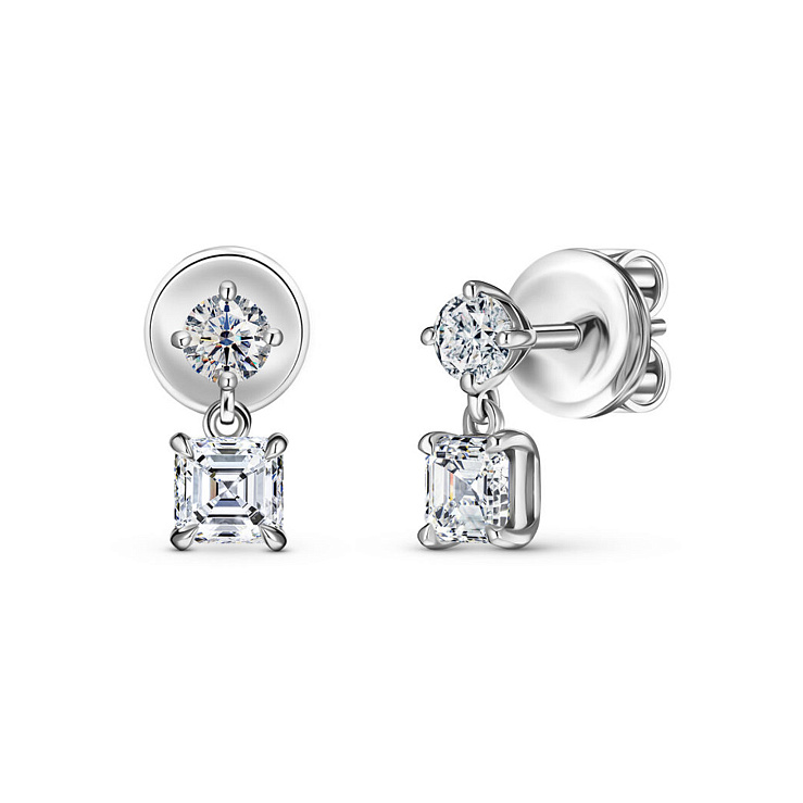 Украшение NO NAME  Серьги 1,00/1,02 ct. H/VS1 (Asscher Diamonds)   