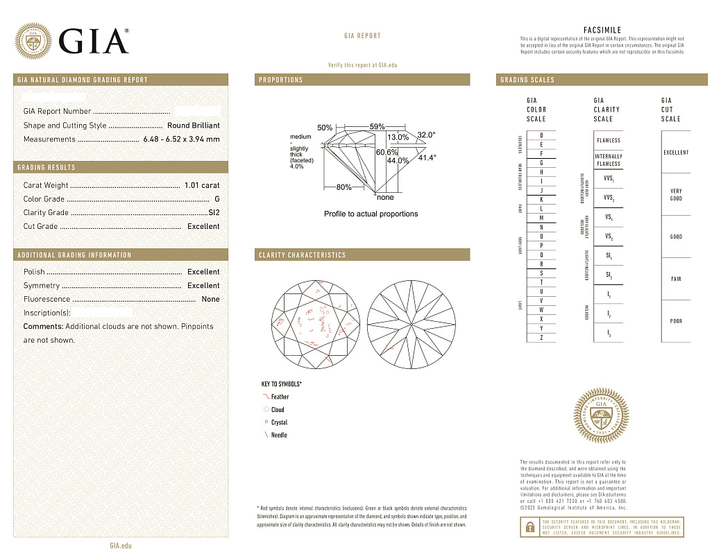 Украшение GIA  Серьги с бриллиантами 1,00/1,01 ct. F-G/Si2 (3 Excellent)   