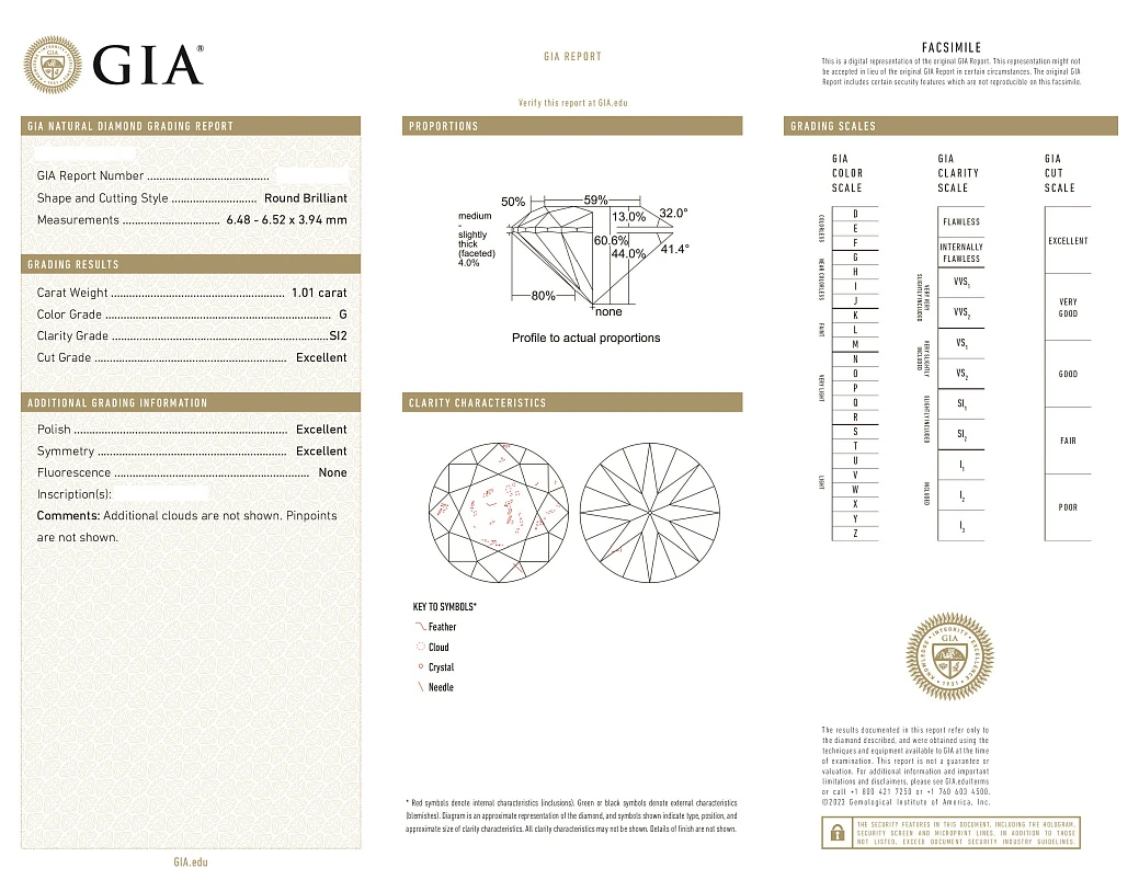 Украшение GIA  Серьги с бриллиантами 1,00/1,01 ct. F-G/Si2 (3 Excellent)   