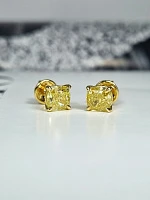 Украшение GIA  Серьги 2,00/2,01 ct. Fancy Intense Yellow/VS2 (Cushion Diamonds)   