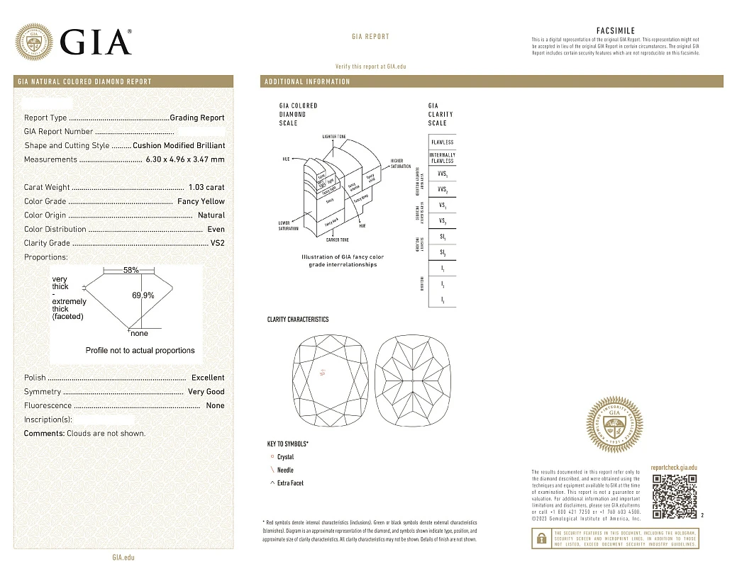 Украшение GIA  Серьги 1,03/1,03 ct. Fancy Yellow   