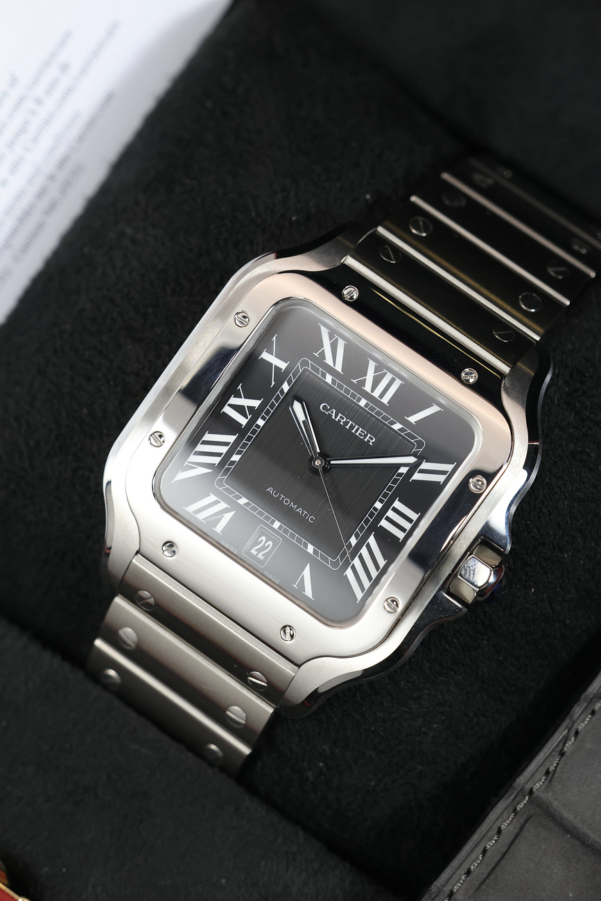 Часы Cartier  Santos De Cartier Large Model Black Dial  WSSA0096
