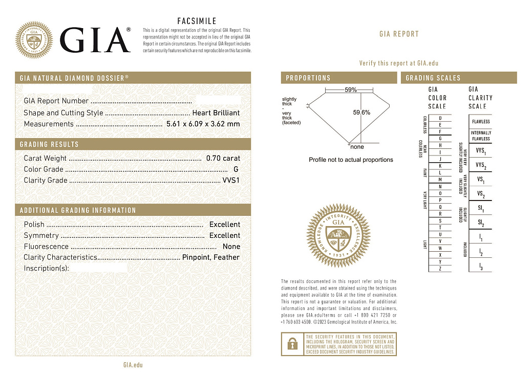 Украшение GIA  Серьги 0,70/0,71 ct. G/VVS1 (Heart Diamonds)   