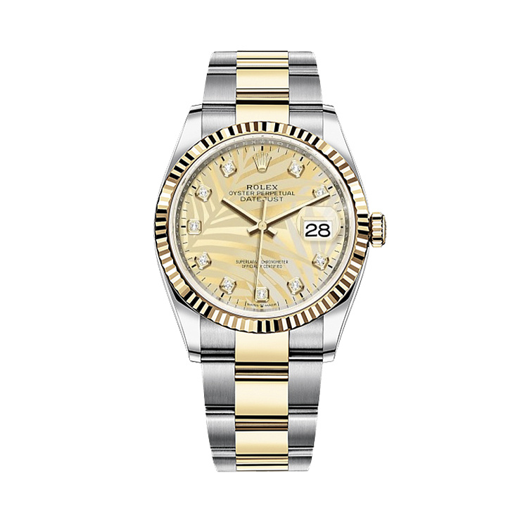 Часы Rolex  Datejust 36Mm Steel & Yellow Gold Palm Motif Diamond  126233-0039