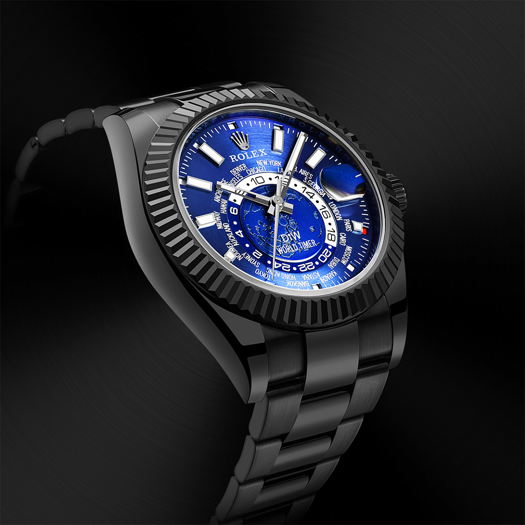 Rolex World Timer Black Dlc Blue