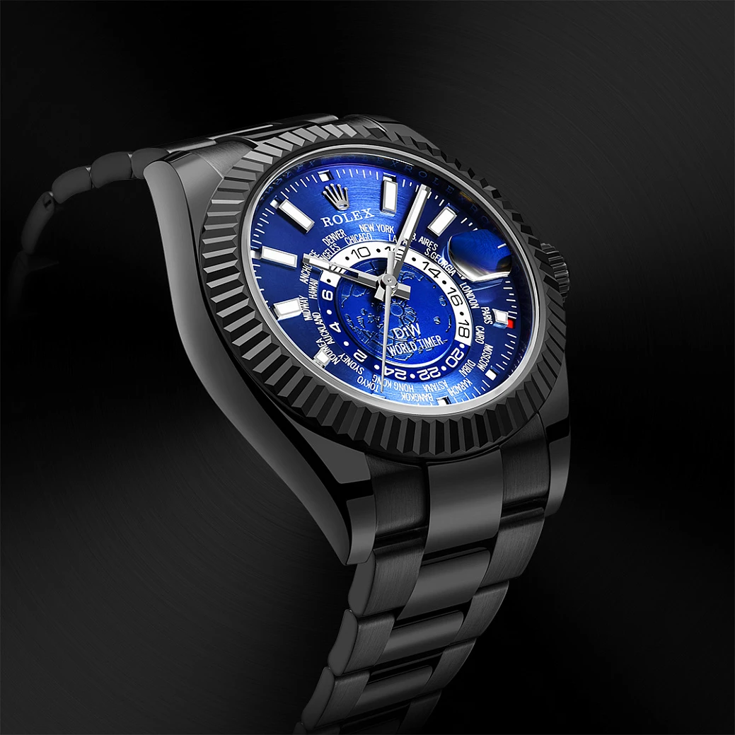 Заказать DiW  Rolex World Timer Black Dlc Blue  