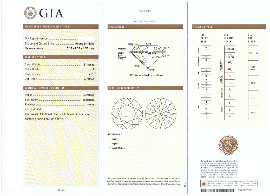 Украшение GIA  Серьги 1,50/1,51 ct. J/VS1 "Round Diamonds"   