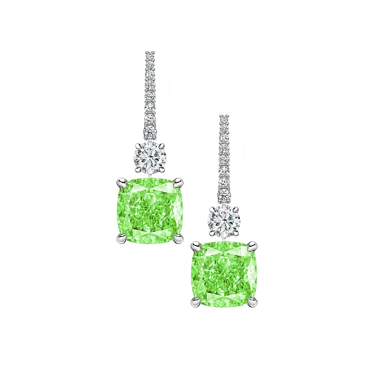 Украшение GIA  Серьги 3,01/3,02 ct. Light Greenish Yellow/VVS2-Si1   