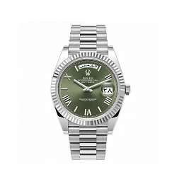 Rolex Oyster Perpetual White Gold Day-Date Olive Dial Arabic Date