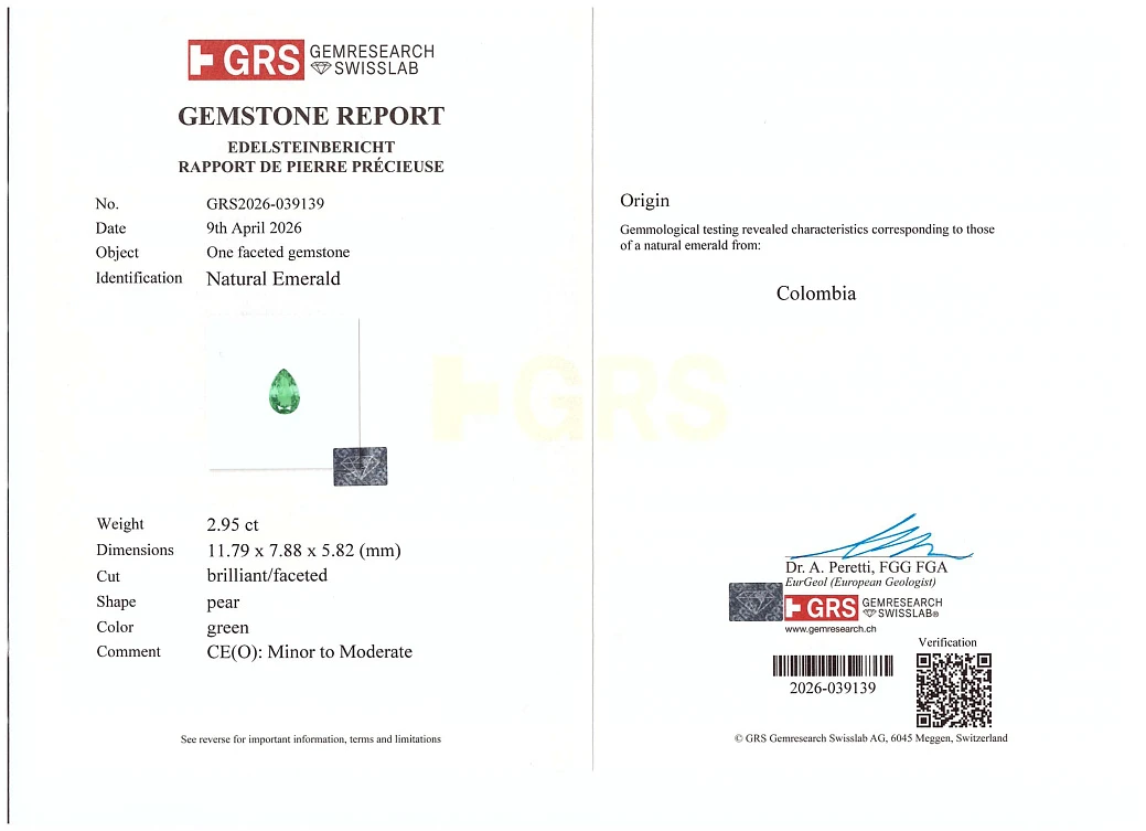 Украшение GRS GemResearch Swisslab  Кольцо с изумрудом 2,95 ct. (Colombia)   