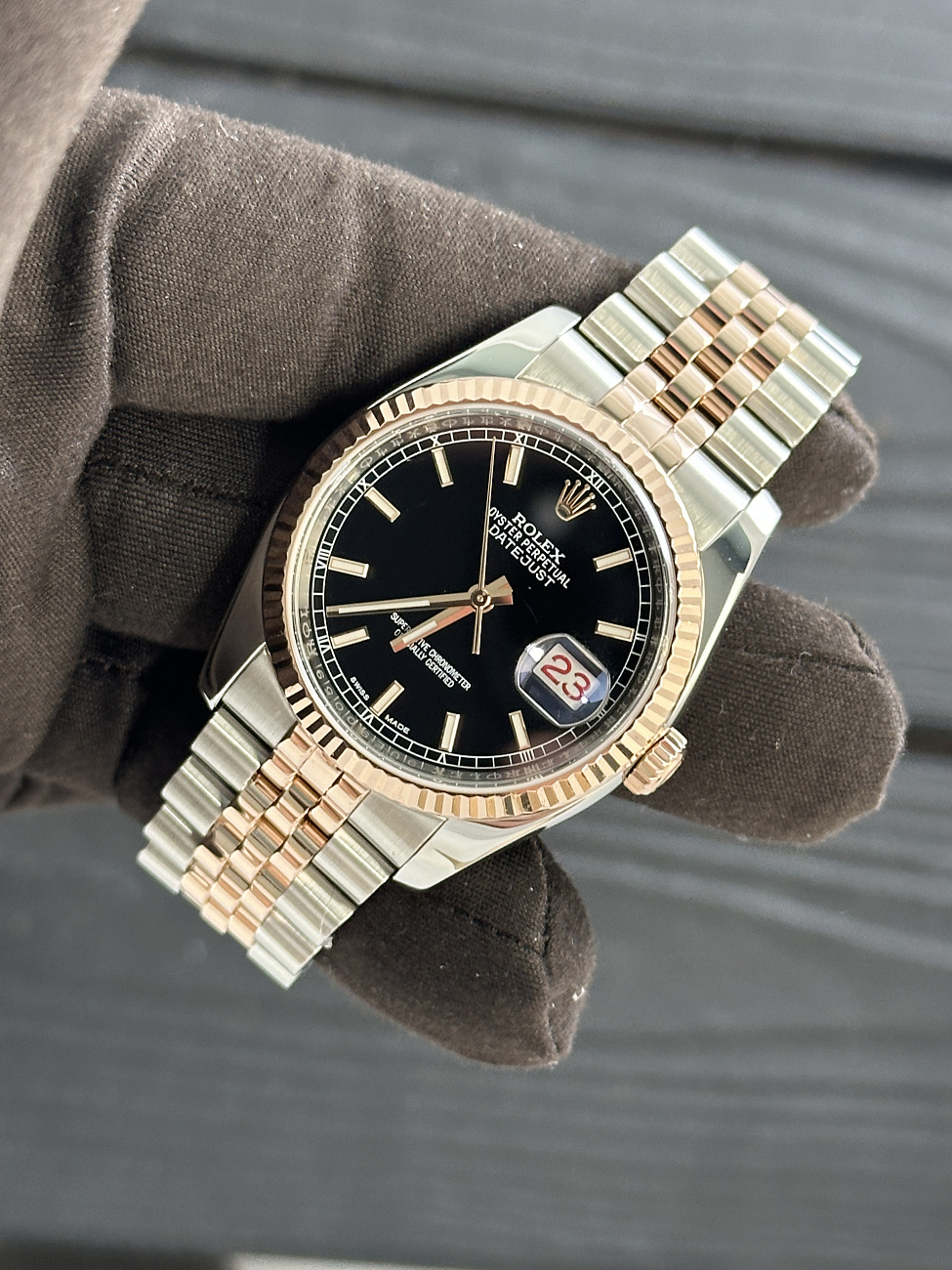 Часы Rolex  Datejust 36Mm Steel & Rose Gold Black Dial  116231