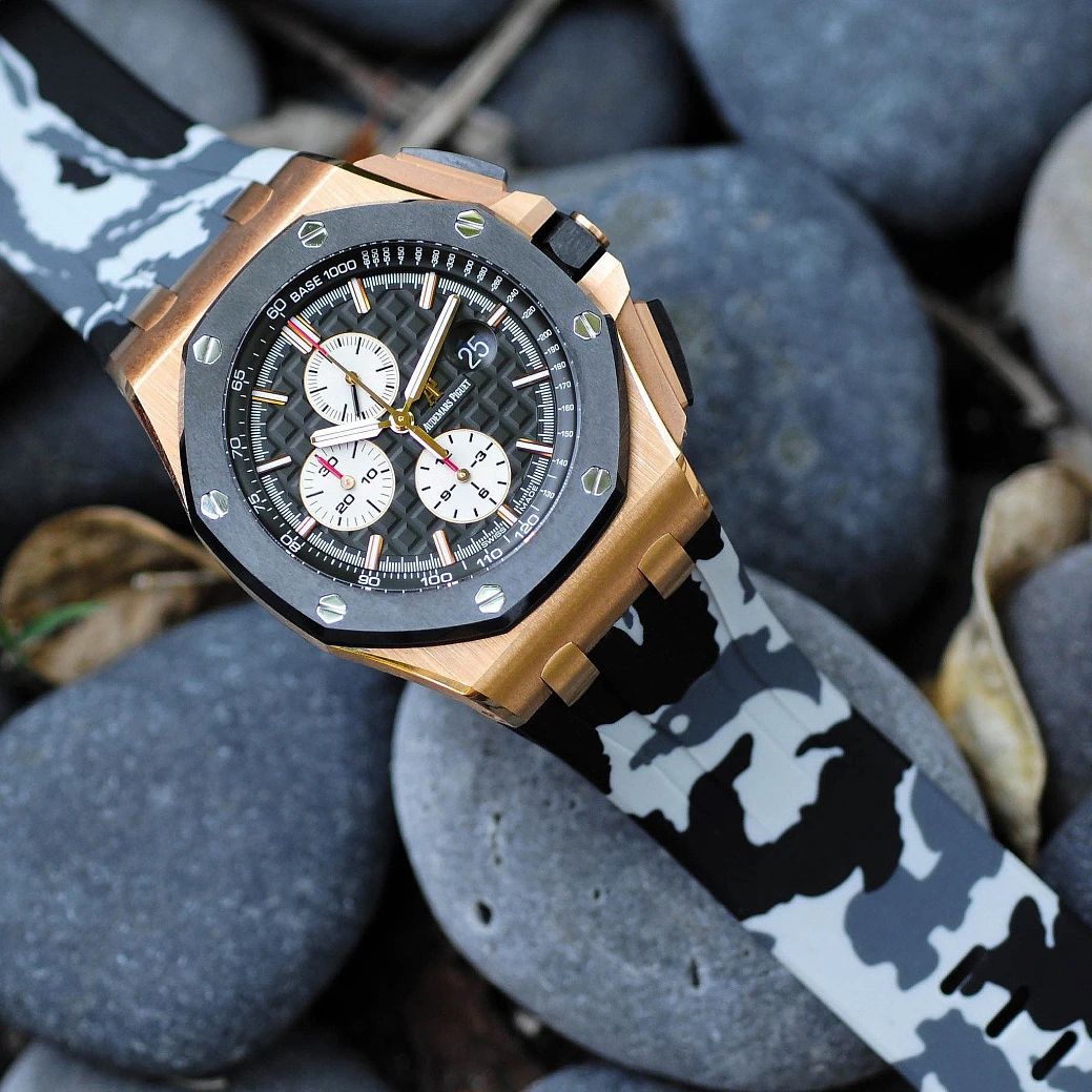 Часовой ремешок Audemars Piguet  Ремешок Для Часов Snow Camo Ap Royal Oak Offshore 44Mm Strap  
