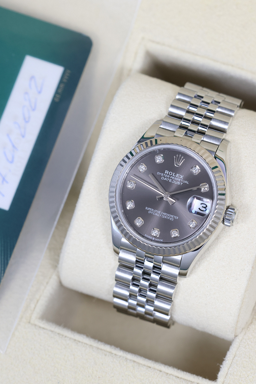 Часы Rolex  Datejust 31mm Grey Dial Diamond Index  278274-0028
