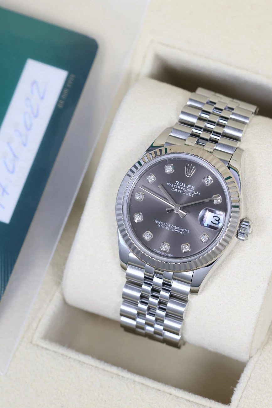 Часы Rolex  Datejust 31mm Grey Dial Diamond Index  278274-0028