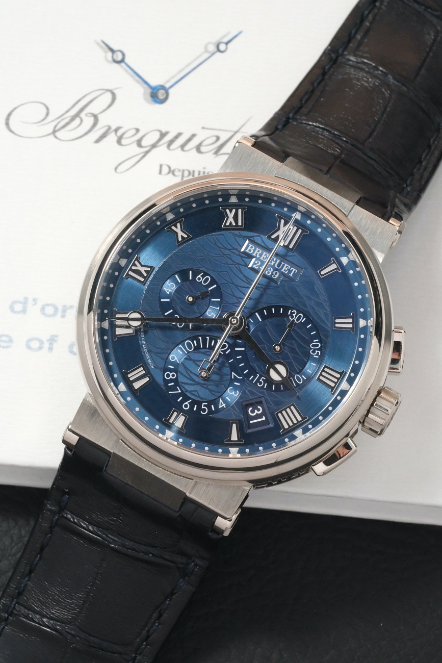 Часы Breguet  Marine Chronograph White Gold Blue Dial  5527BB/Y2/9WV