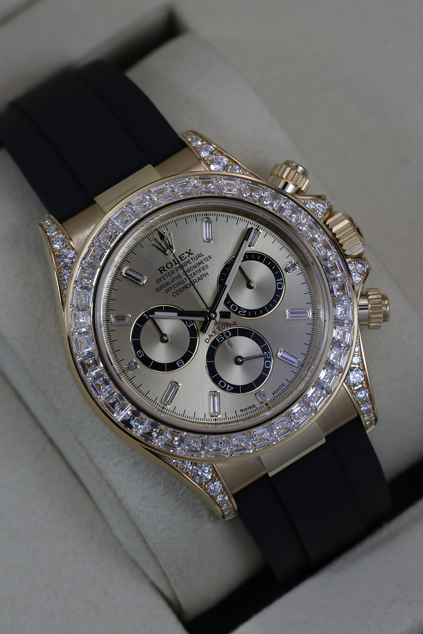 Часы Rolex  Cosmograph Daytona Yellow Gold Factory Diamonds Oysterflex  126538TBR