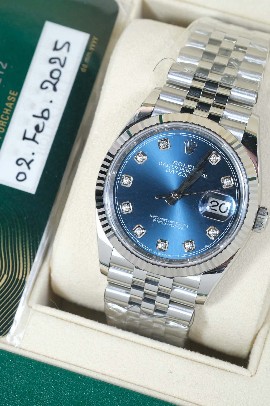Часы Rolex  Datejust 36Mm Rolex Blue Dial Diamond Index  126234