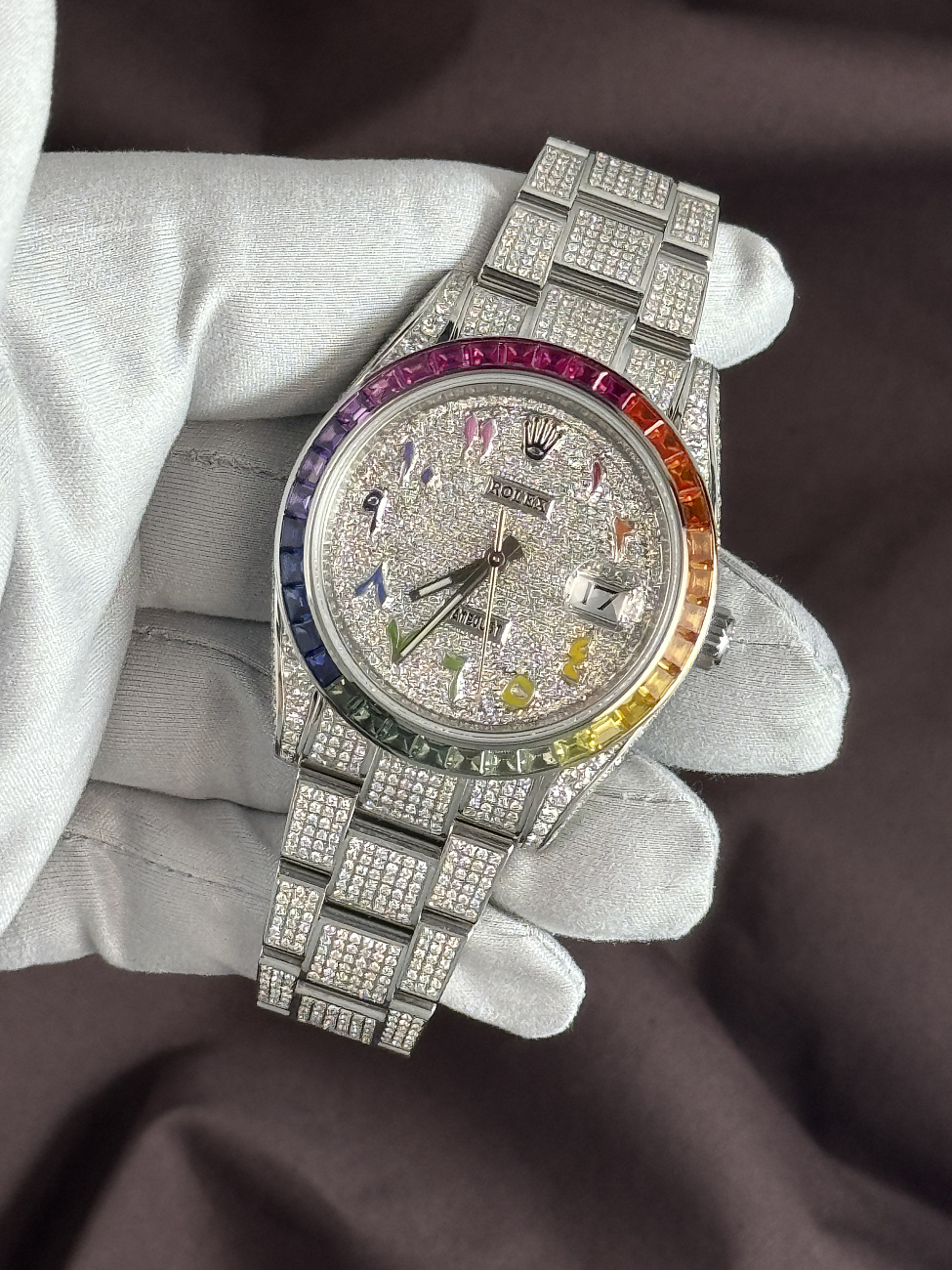 Часы Rolex  Datejust Ii Full Pave Rainbow Persian Numerals  126300 FIX