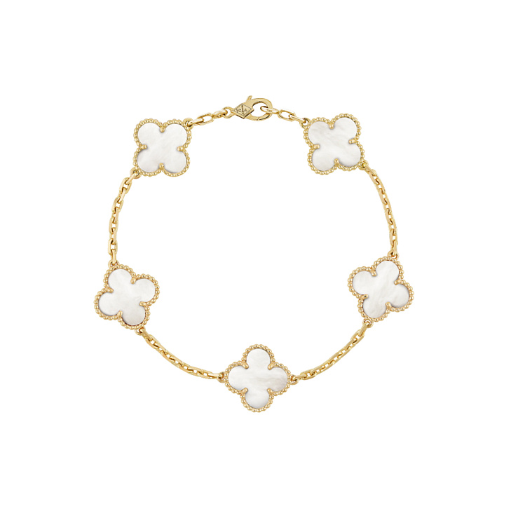 Украшение Van Cleef & Arpels  Vintage Alhambra Bracelet, 5 Motifs Mother Of Pearl  VCARA41800 