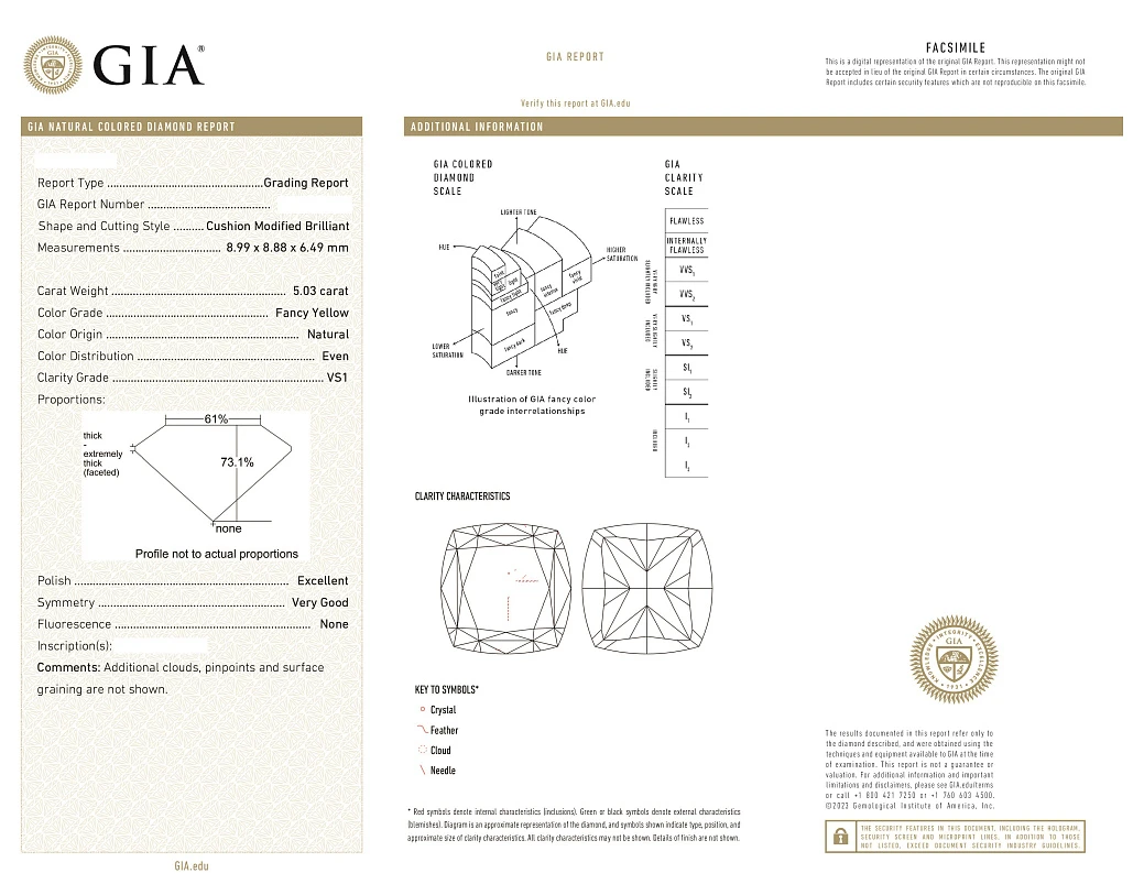 Украшение GIA  Серьги c бриллиантами 5,01/5,03 ct. Fancy Yellow/VS   