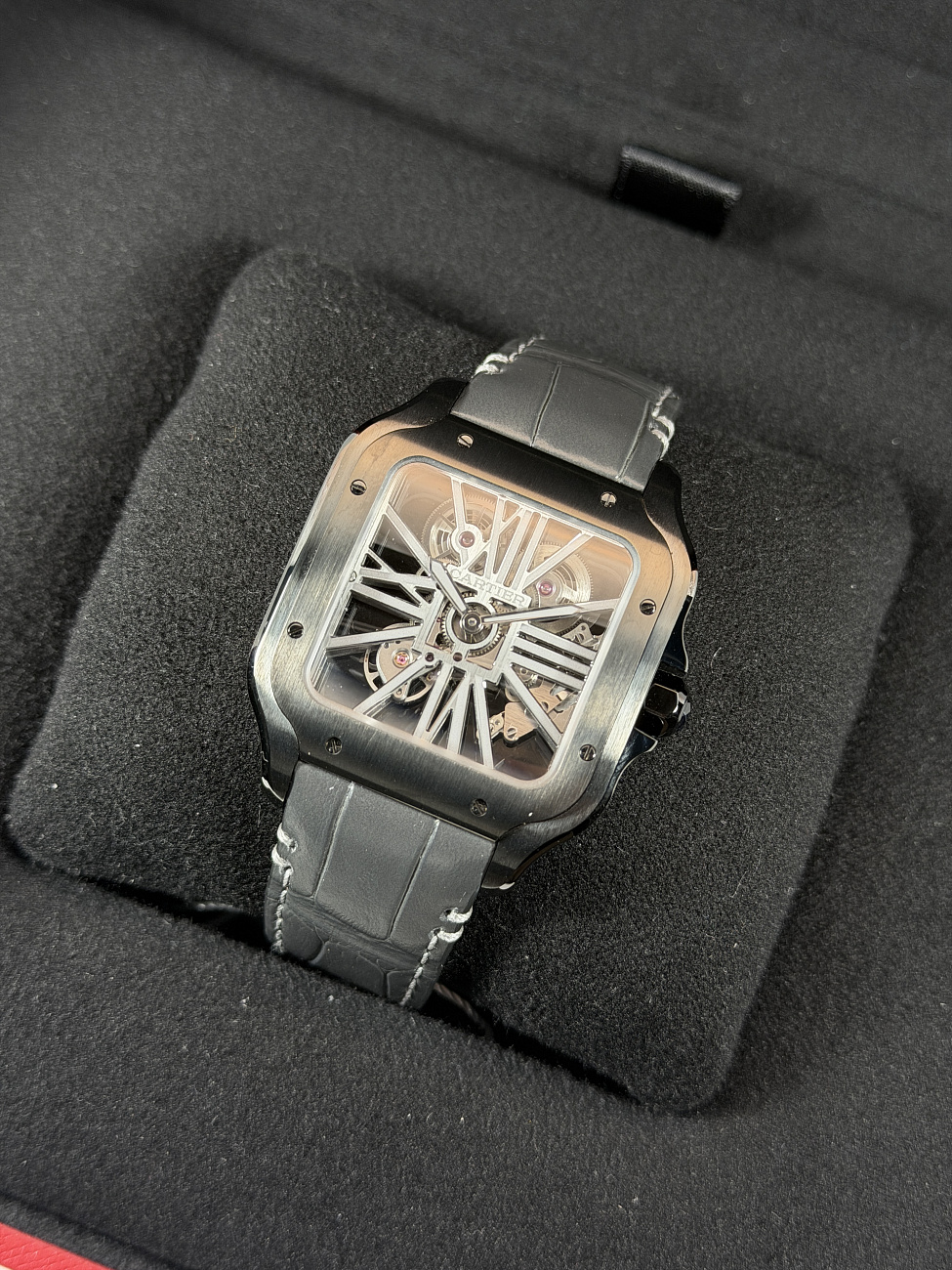 Часы Cartier  Santos De Cartier Skeleton Black ADLC Manufacture mechanical movement  WHSA0009