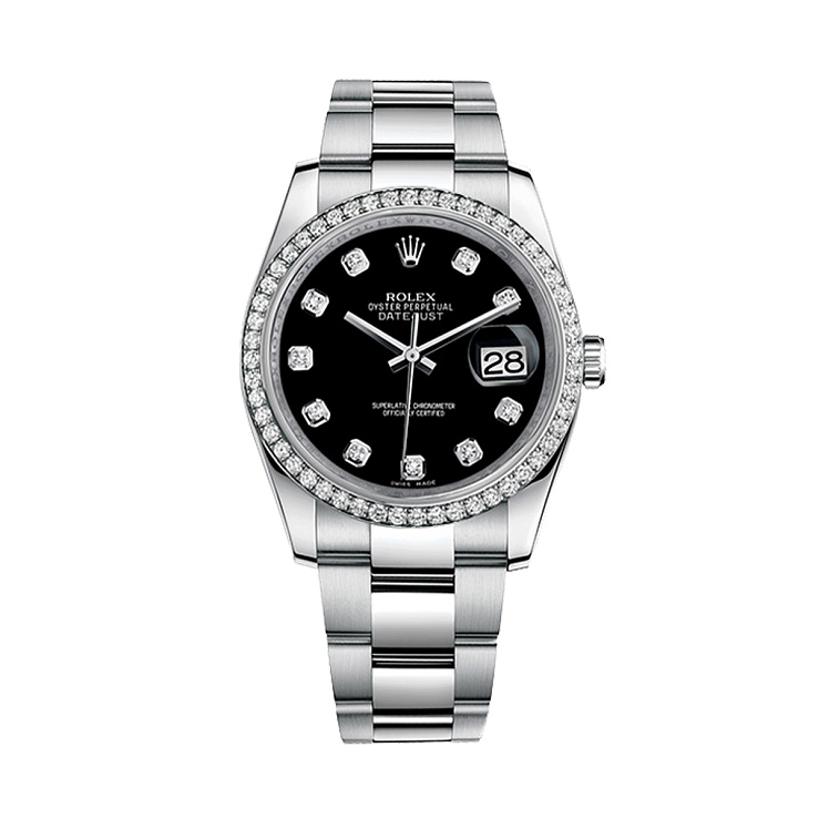 Часы Rolex  Datejust 36 Mm Black Dial Custom Diamonds  126200FIX
