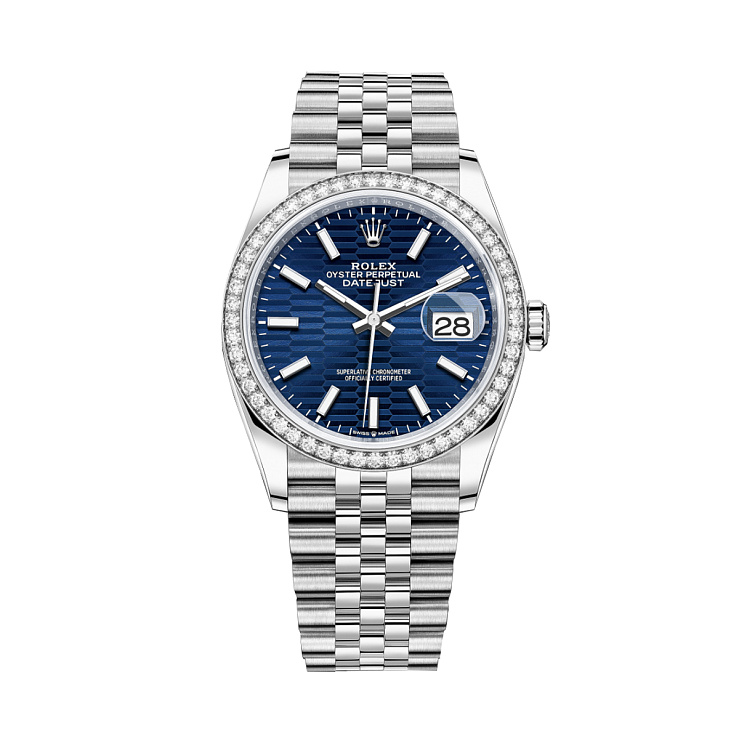 Часы Rolex  Oyster Perpetual Datejust 36 Oystersteel And White Gold Diamonds Bezel Flutted Motif  126284RBR