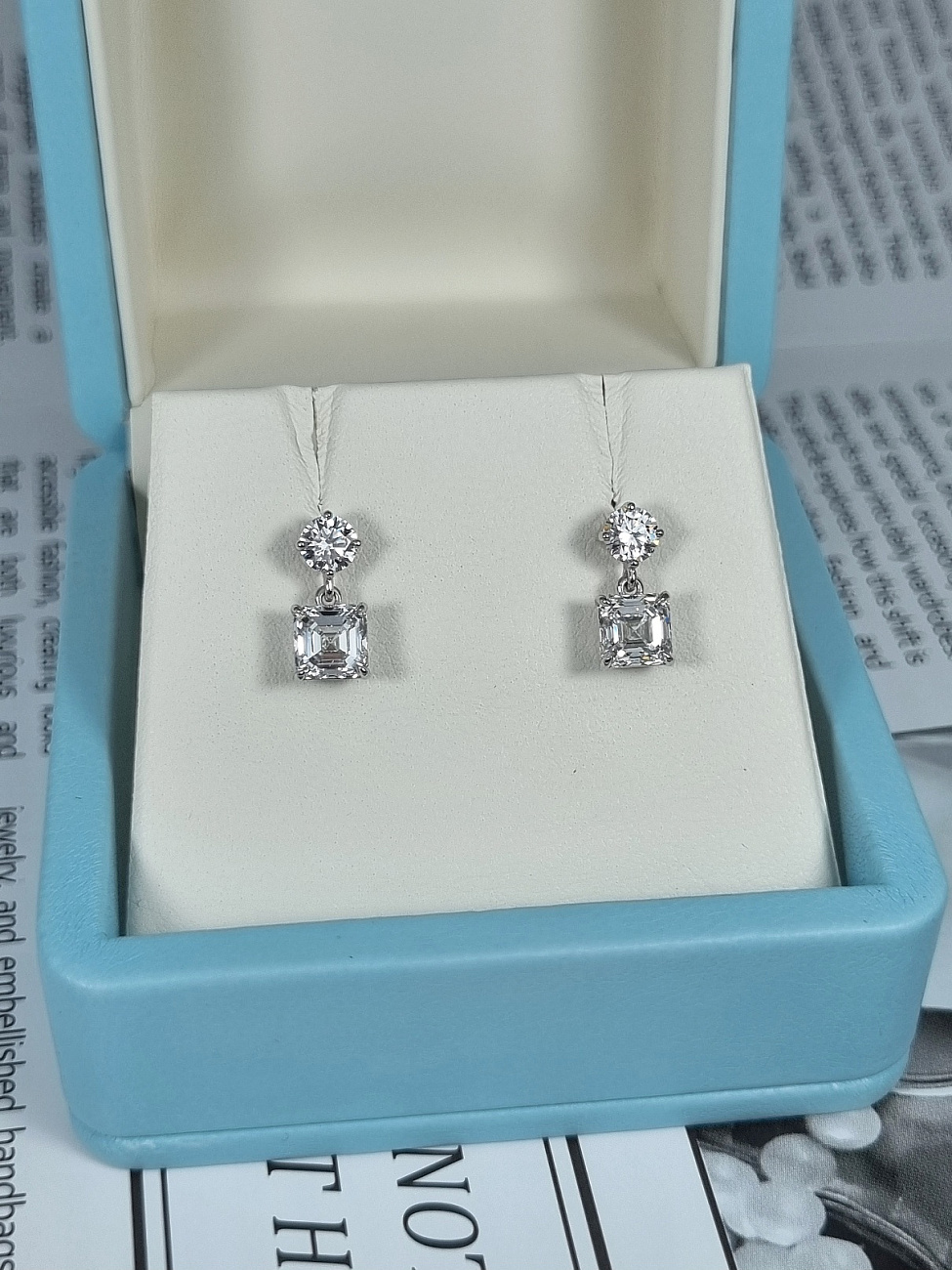 Украшение NO NAME  Серьги 1,00/1,02 ct. H/VS1 (Asscher Diamonds)   