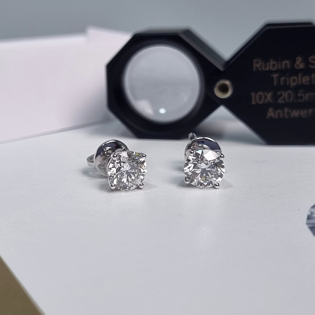 Украшение NO NAME  Серьги С Бриллиантами 1,00 G/Vs1; 1,00 G/Vs2   