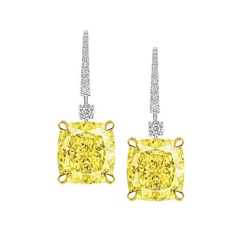 Украшение GIA  Серьги c бриллиантами 5,01/5,03 ct. Fancy Yellow/VS   