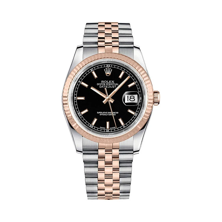 Часы Rolex  Datejust 36Mm Steel &amp; Rose Gold Black Dial  116231