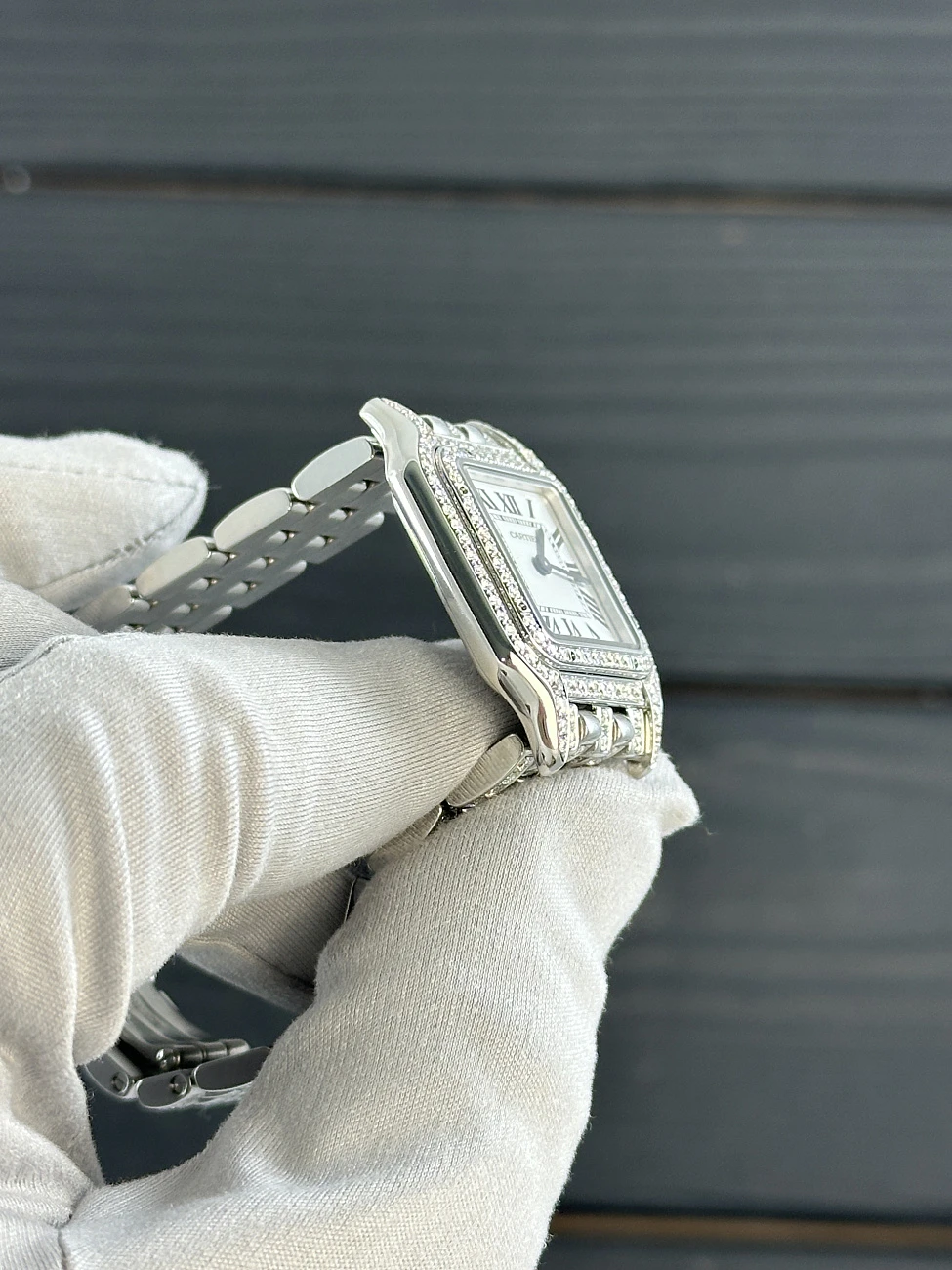 Часы Cartier  Medium Panthere De Cartier Custom Diamonds Full Pave  WSPN0015 FIX