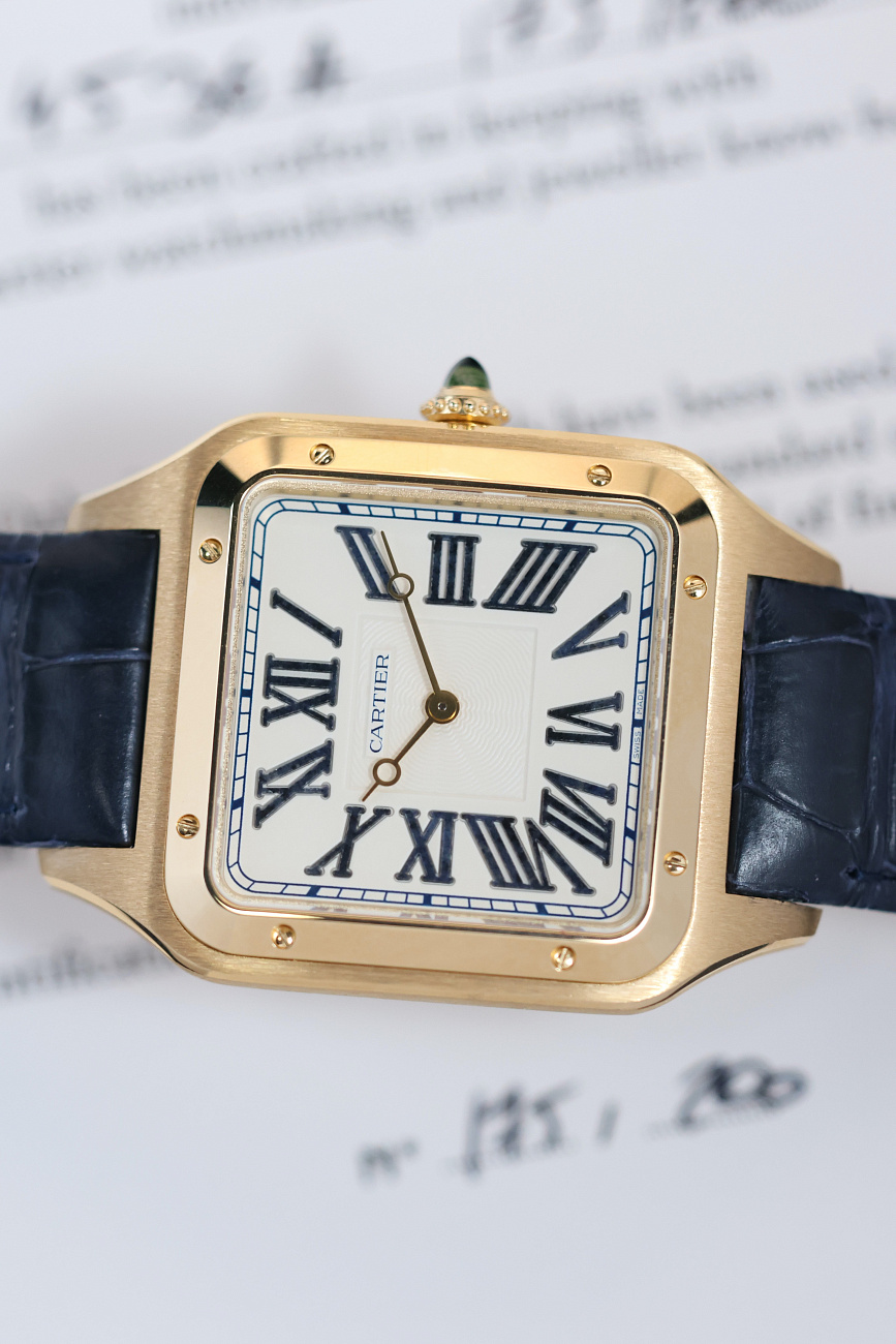 Часы Cartier  SANTOS-DUMONT  Limited Edition XL Model Yellow Gold Blue Roman Numerals  WGSA0084