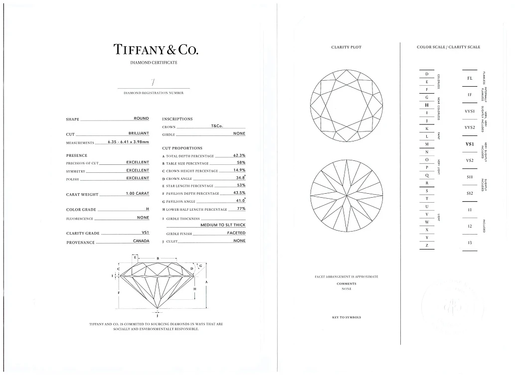 Украшение Tiffany &amp; Co  The Tiffany® Setting Engagement Ring in Platinum 1,00 ct. H/VS1   