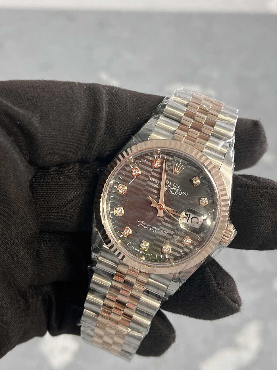 Часы Rolex  Datejust 36Mm Steel And Everose Gold Fluted Motif Dial With Diamonds  126231