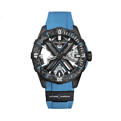 Ulysse N Diver X Skeleton Azure 44 mm