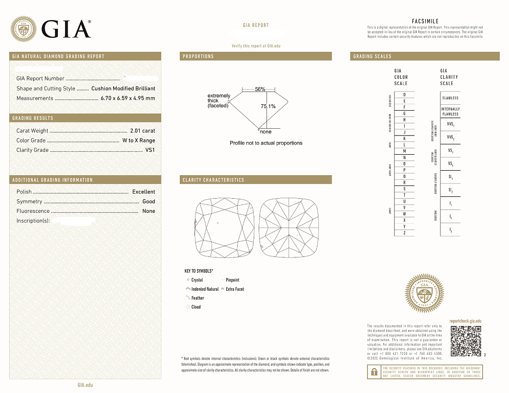 Украшение NO NAME  Кольцо С Бриллиантом 2,01 Ct. W To X/Vs1   